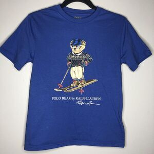 Polo Ralph Lauren Youth Medium 10-12 Blue Polo Bear Graphic Short‎ Sleeve Tshirt